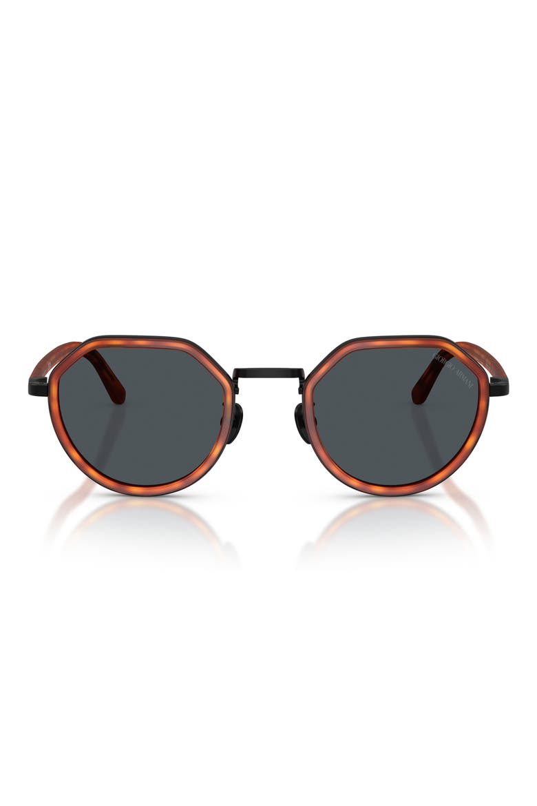 48mm Round Sunglasses, Main, color, MATTE BROWN TURTLE / BLUE