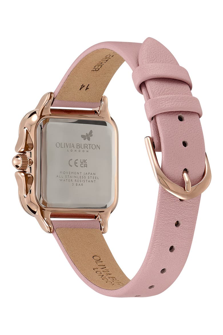 Grosvenor Leather Strap Watch, 28mm, Alternate, color, ROSE
