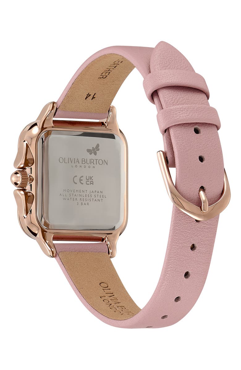 Olivia Burton Grosvenor Leather Strap Watch, 28mm, Alternate, color, Rose