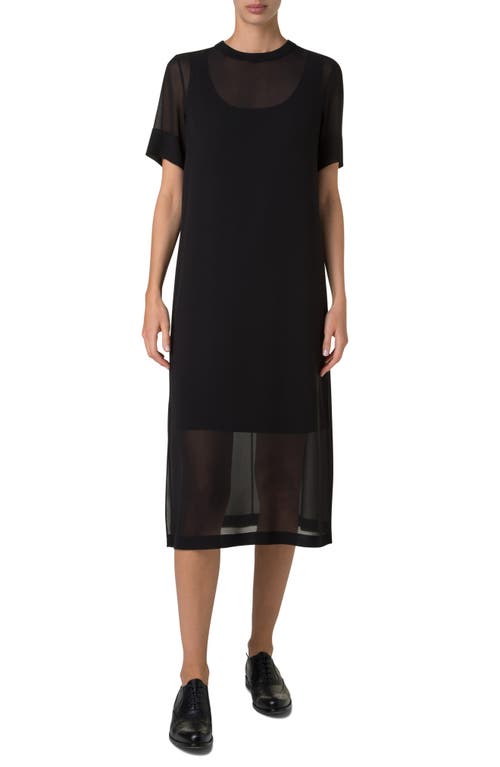 Akris Silk Georgette Tunic Dress In Black