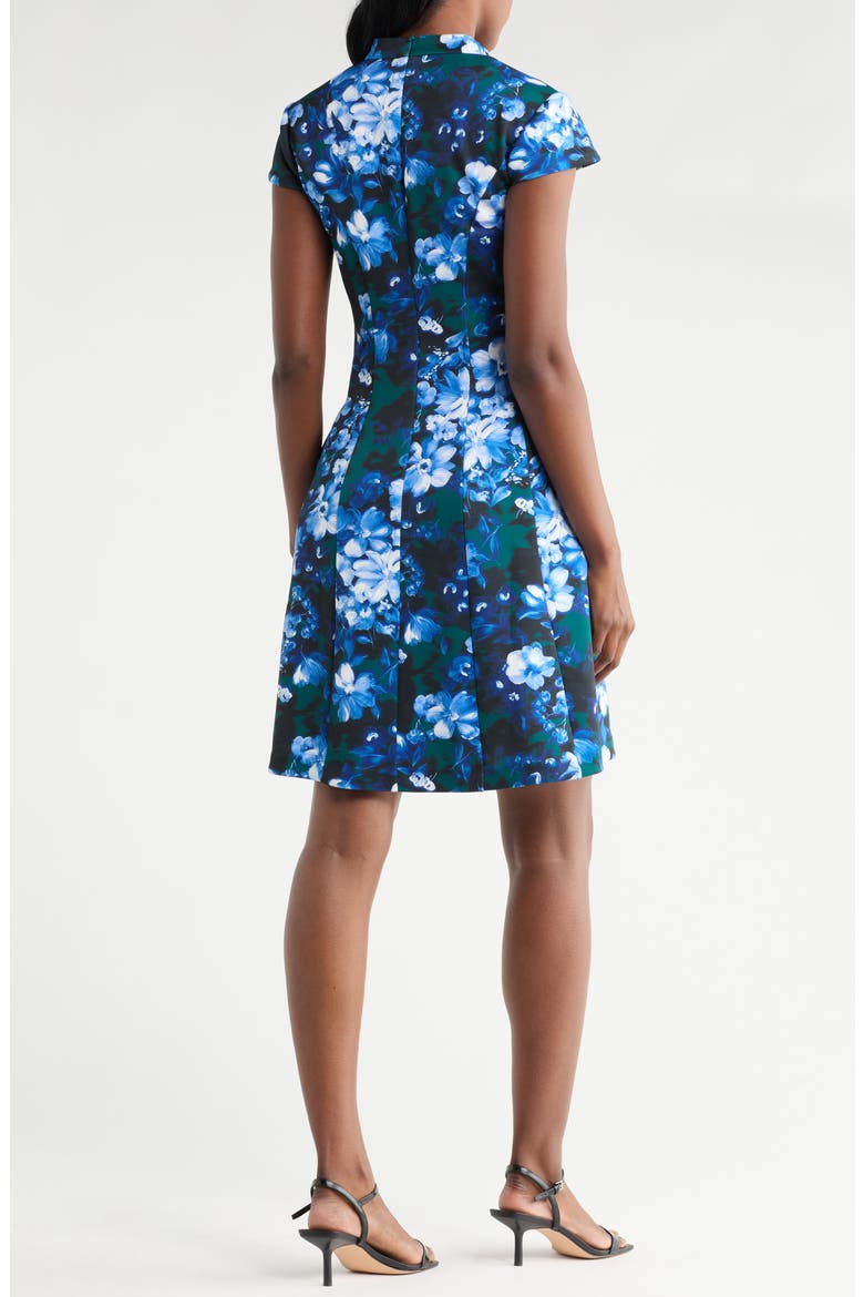 Cap Sleeve Scuba Dress, Alternate, color, GREEN BLUE MULTI