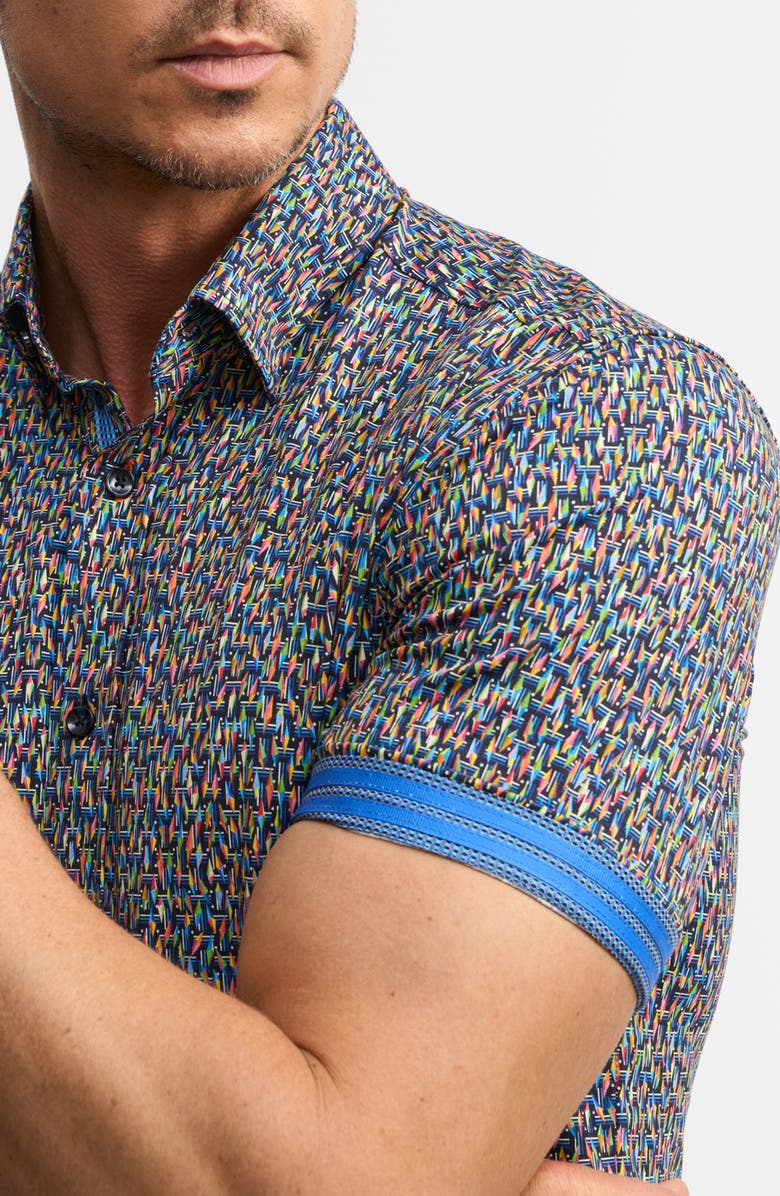 Robert Graham Ritter Knit Short Sleeve Button-Up Shirt, Alternate, color, 