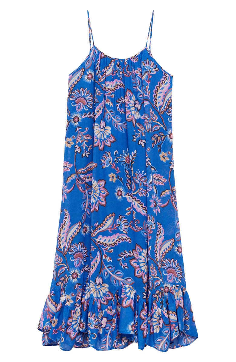 MANGO Floral Cotton Sundress, Alternate, color, Blue