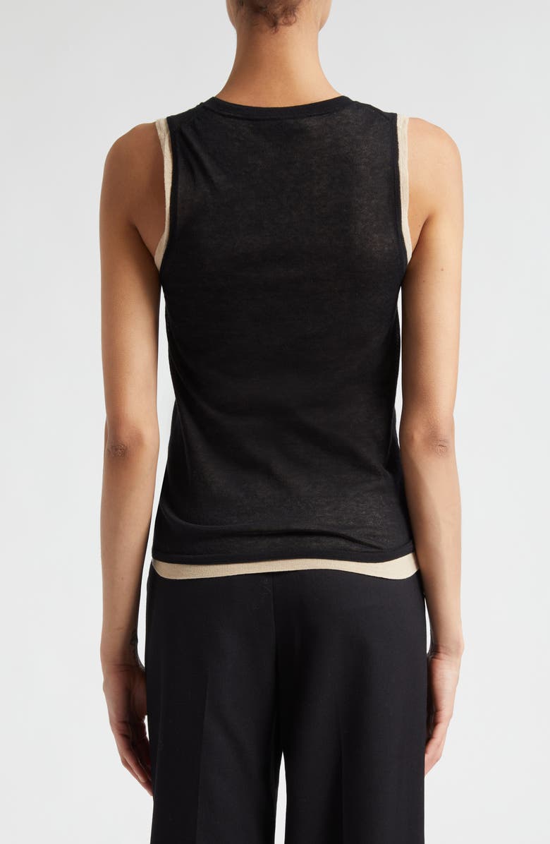 Vince Double Layer Cotton Blend Tank, Alternate, color, Black/ Oat Sand Combo