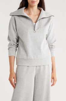 Caslon® Quarter Zip Scuba Knit Sweatshirt