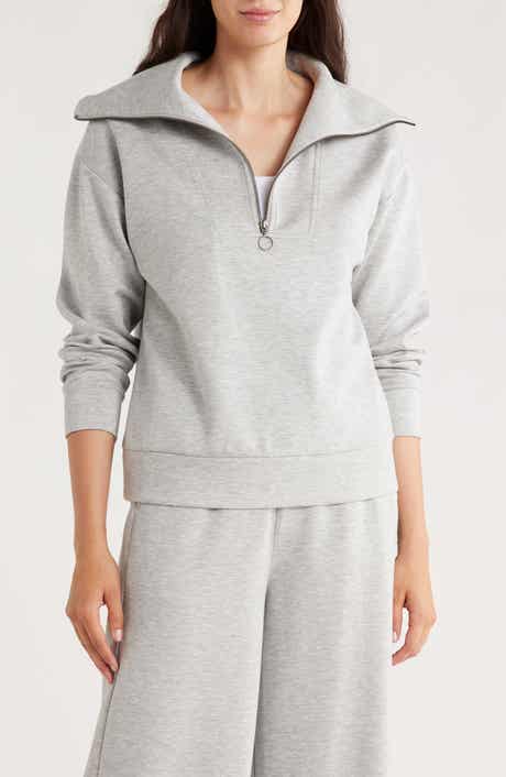 Caslon® Quarter Zip Scuba Knit Sweatshirt