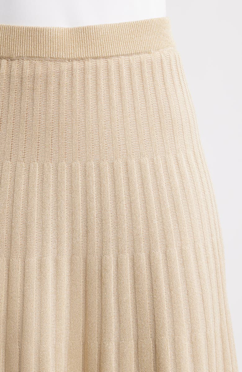 Misook Metallic Rib Maxi Skirt, Alternate, color, Biscotti/Gold