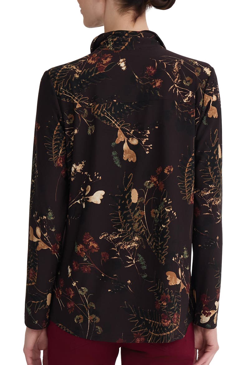 Printed Long Sleeve Button Front Shirt, Alternate, color, COFFEE BEAN MULTI