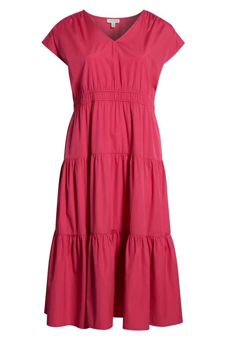 time and tru women's tiered cotton poplin dress Time and Tru Women's Tiered Dress with Flutter Sleeves, Sizes Xs-xxxl