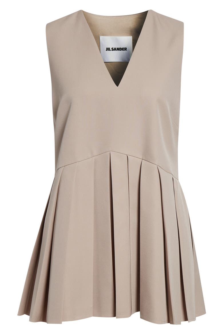 Pleated Wool Gabardine Top, Alternate, color, MAUVE