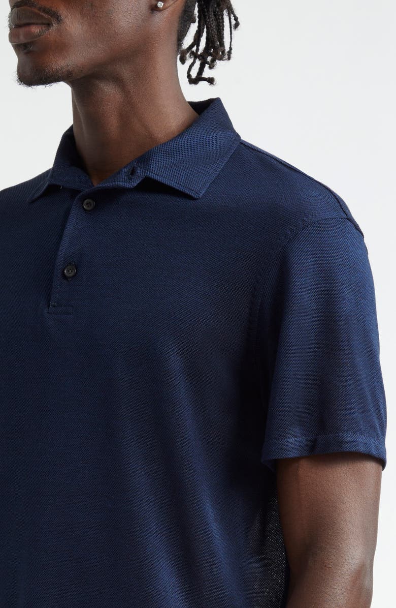 ISAIA Silk Piqué Polo, Alternate, color, Blue Scuro