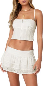 EDIKTED Josslyn Linen Corset Crop Top