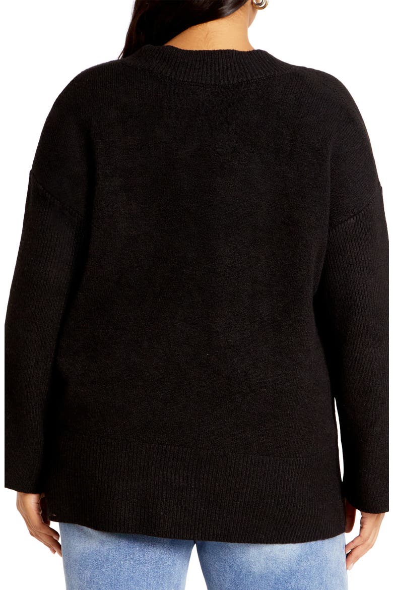 Dorothy Button Cuff Sweater, Alternate, color, BLACK