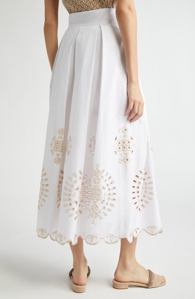 Eleventy Eyelet Embroidered Stretch Cotton Skirt, Alternate, color, White And Beige
