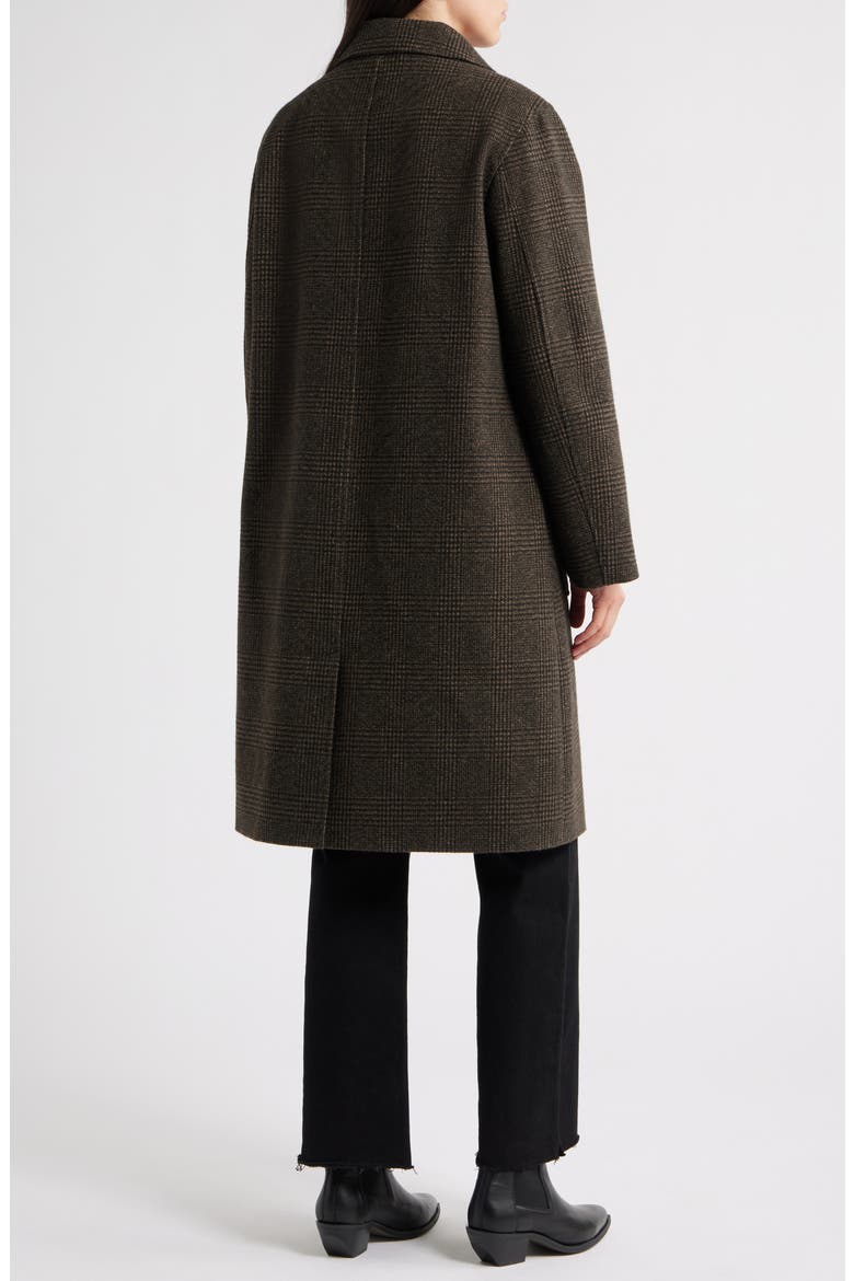 Longline Coat with Inset Faux Shearling Bib, Alternate, color, BROWN/ BLACK