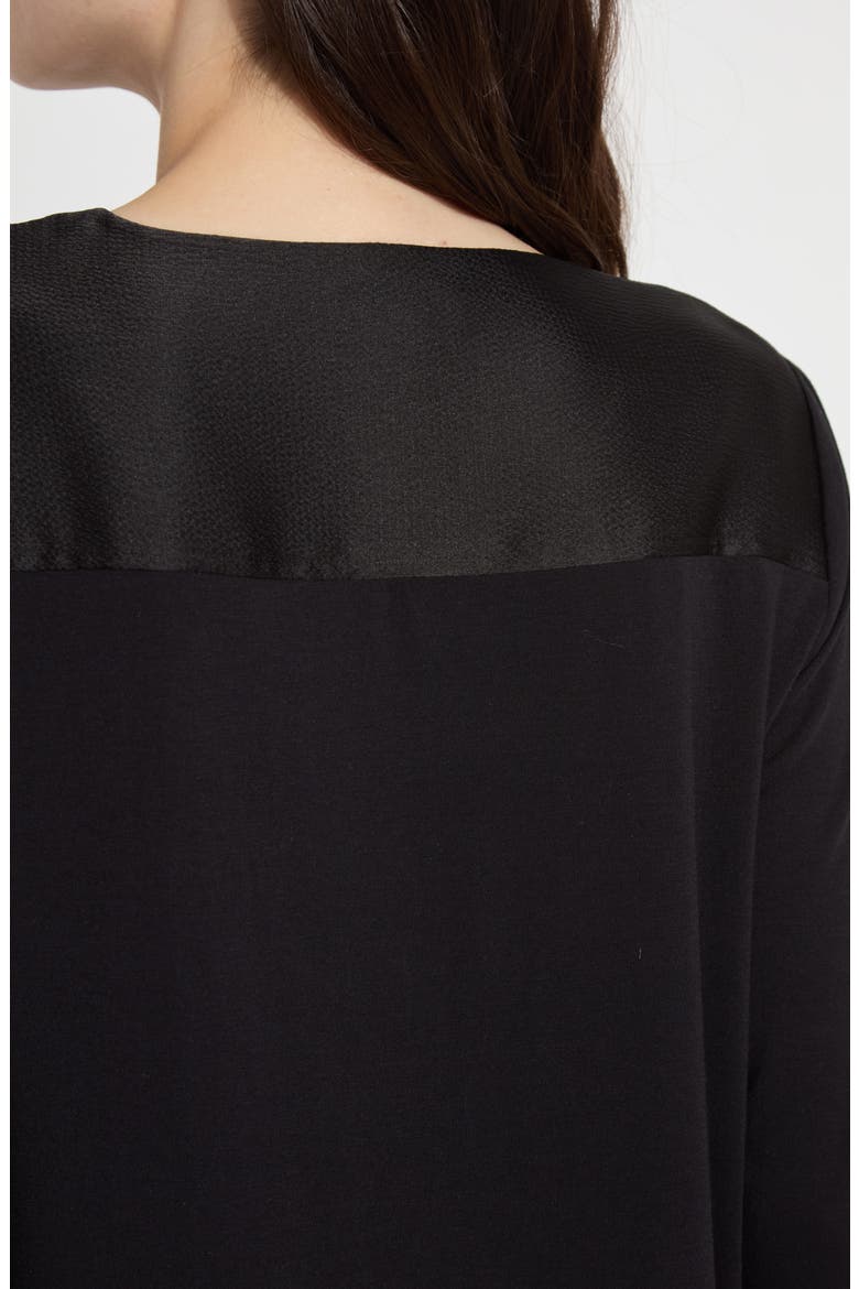 Ingrid Cowl Neck Mix Media Top, Alternate, color, BLACK