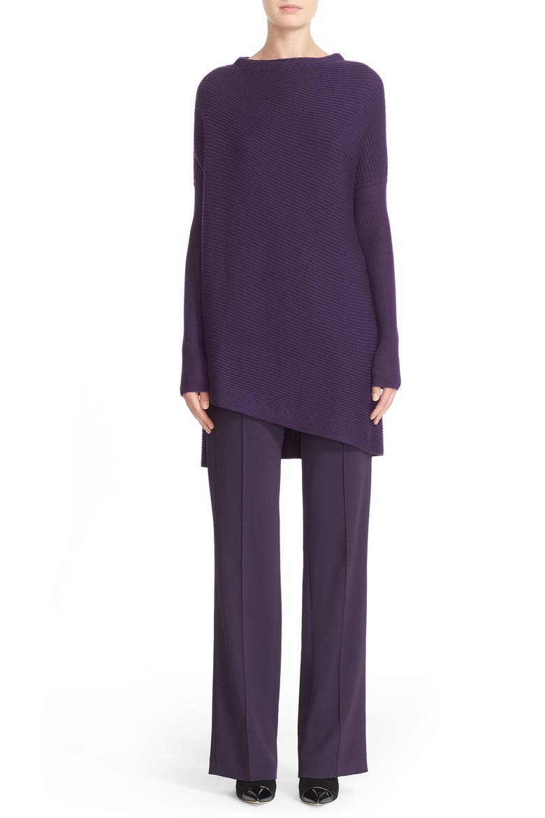 Rib Knit High/Low Asymmetrical Sweater, Alternate, color, PURPLE