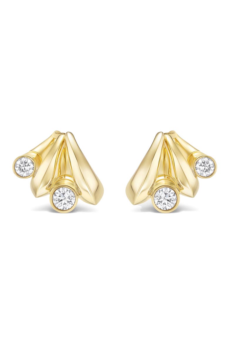 Oera Edition 3 Diamond Cluster Hoop Earrings, Alternate, color, YELLOW GOLD