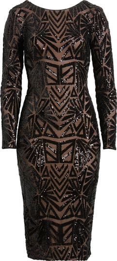 Emery Long Sleeve Sequin Cocktail Dress