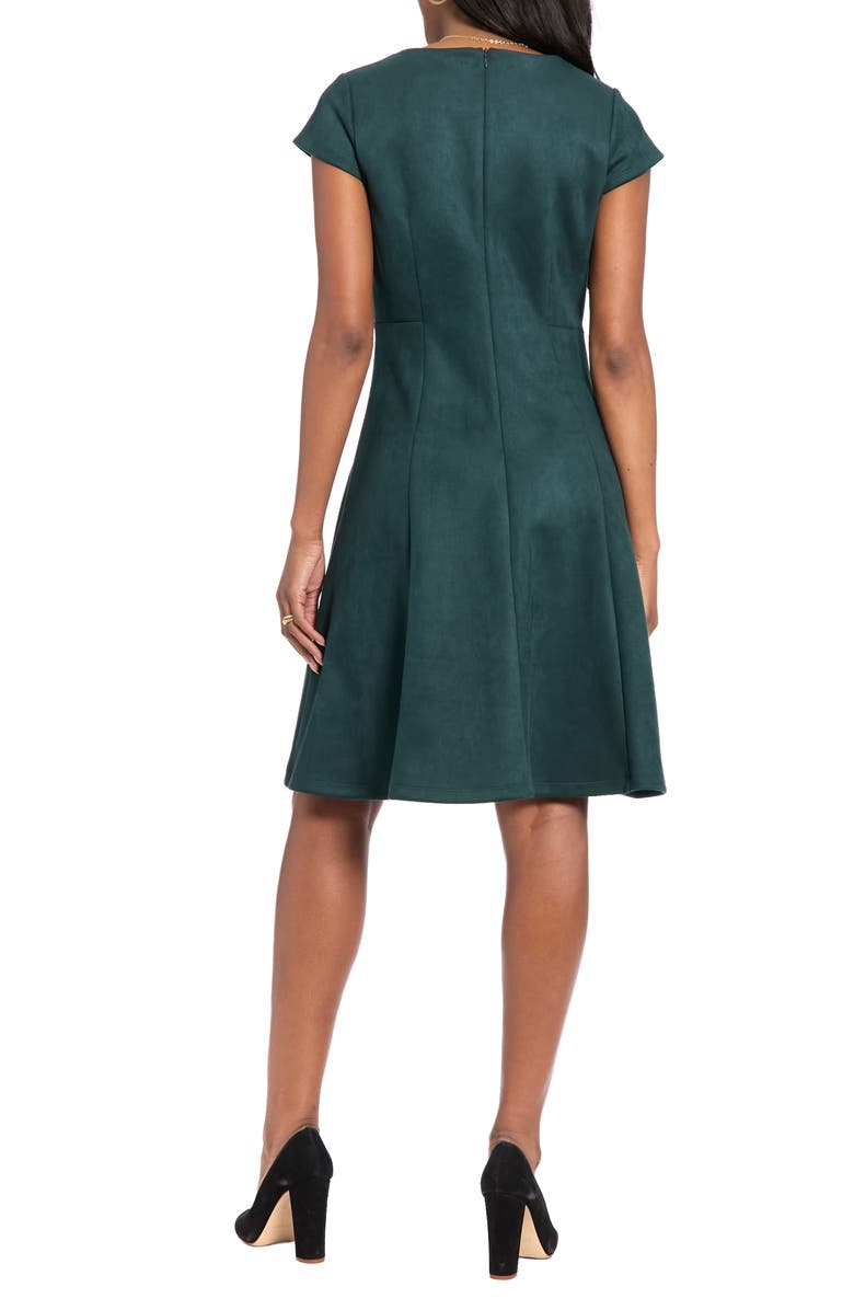 London Times Wrap Bodice Fit & Flare Dress, Alternate, color, Pine