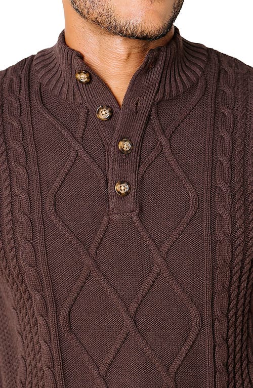 Hope & Henry Organic Mock Neck Cable Sweater In Brown