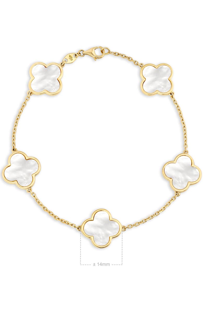 DEVATA Mother of Pearl Clover Bracelets in 14K Gold, 7", Alternate, color, Yellow Gold
