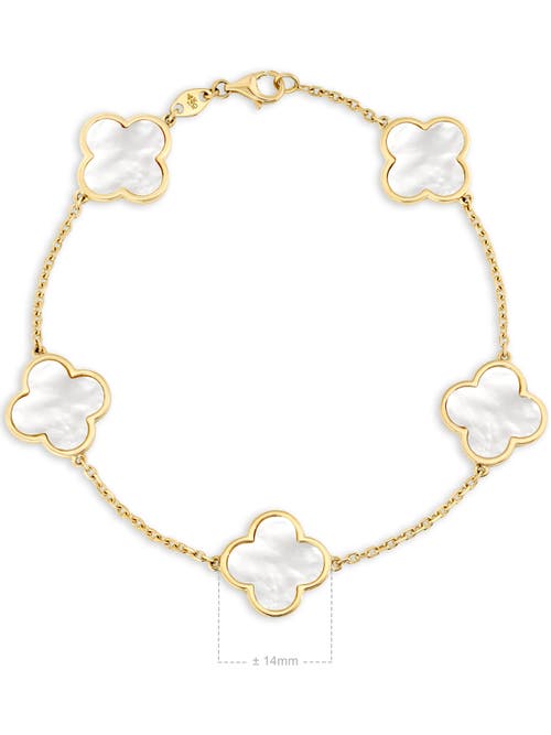 Devata Mother Of Pearl Clover Bracelets In Gold