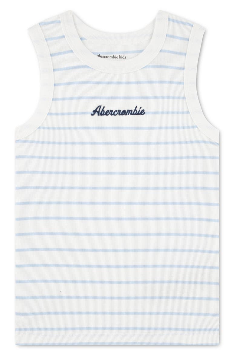 Kids' Rib Graphic Cotton Blend Tank, Main, color, BRIGHT WHITE