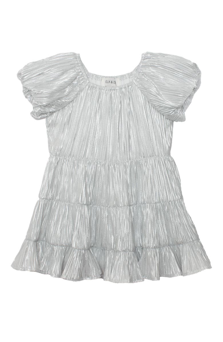 Isobella & Chloe Sparkle and Spin Silver Dress, Main, color, Silver