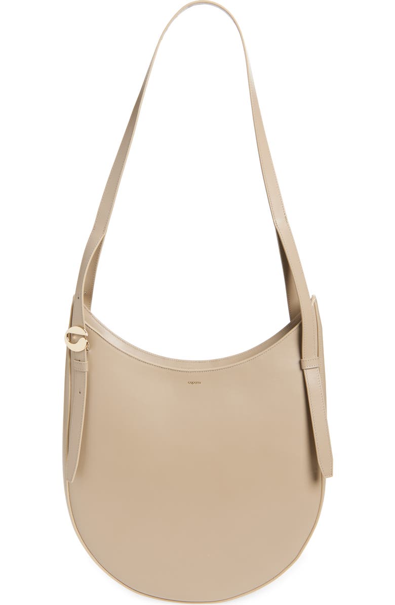 Coperni Belt Strap Leather Hobo Bag, Main, color, Beige Taupe