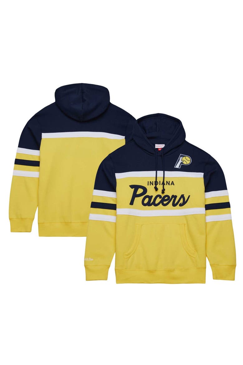 Men's Mitchell & Ness Navy/Gold Indiana Pacers Head Coach Pullover Hoodie, Alternate, color, Navy
