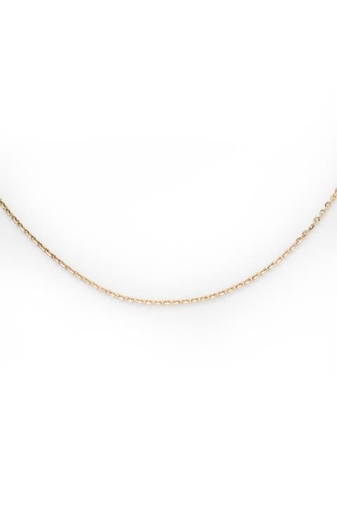 Solid Gold Simple Glimmer Chain Necklace