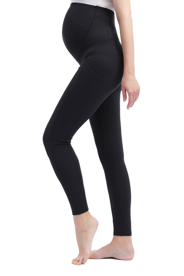 Sol Bellyback Support Maternity Leggings, Alternate, color, BLACK