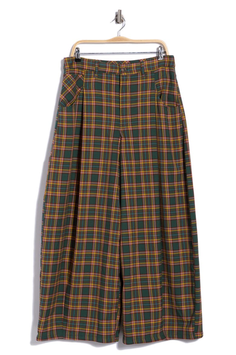 About It Baggy Plaid Trousers, Main, color, GREEN COMBO