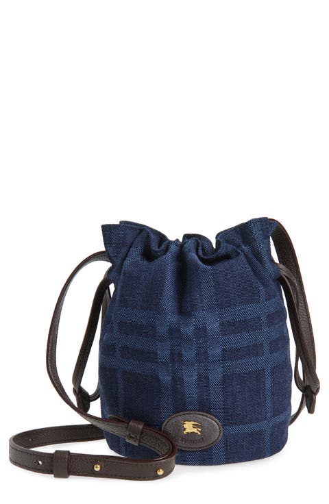 Mini Horseshoe Denim Crossbody Bucket Bag