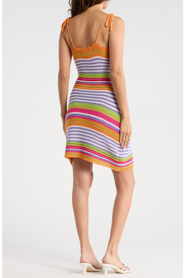 Stripe Tie Strap Pointelle Sweater Dress, Alternate, color, BRIGHT ORANGE COMBO