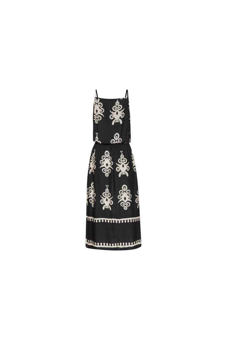 Ornamental Print Dress, Alternate, color, Black & Sand