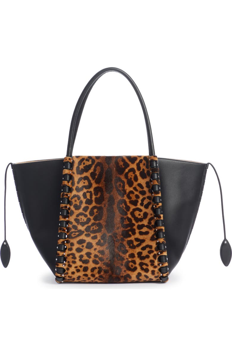 Alaïa Hinge Medium Leopard Print Leather Tote, Alternate, color,