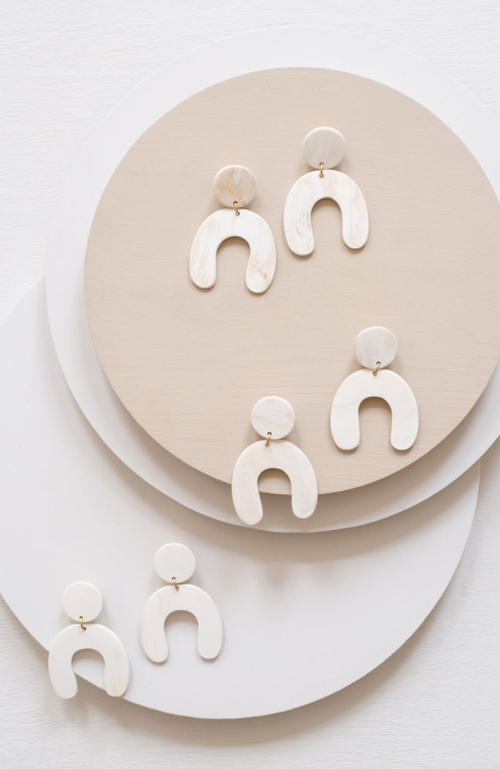 Maadili Collective Arch Earrings In White To Ivory Cattle Horn