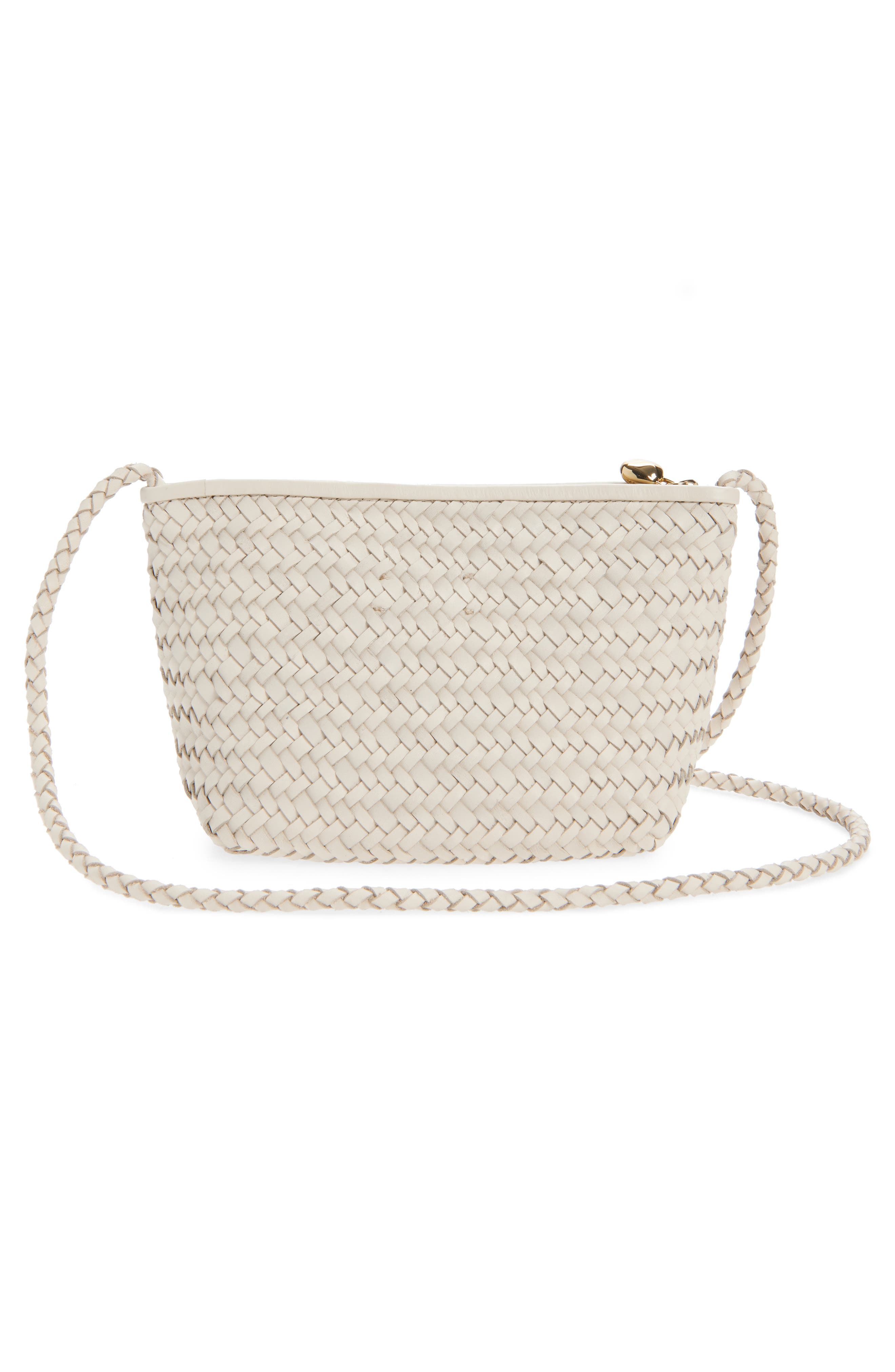 The Signature Woven Leather Crossbody Bag, Alternate, color, VINTAGE MUSLIN