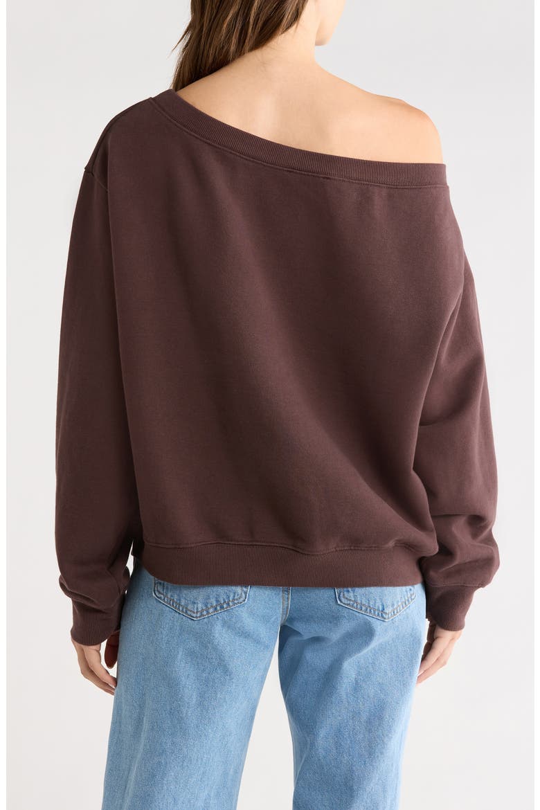 Wellness One-Shoulder Sweatshirt, Alternate, color, WASHED BROWN