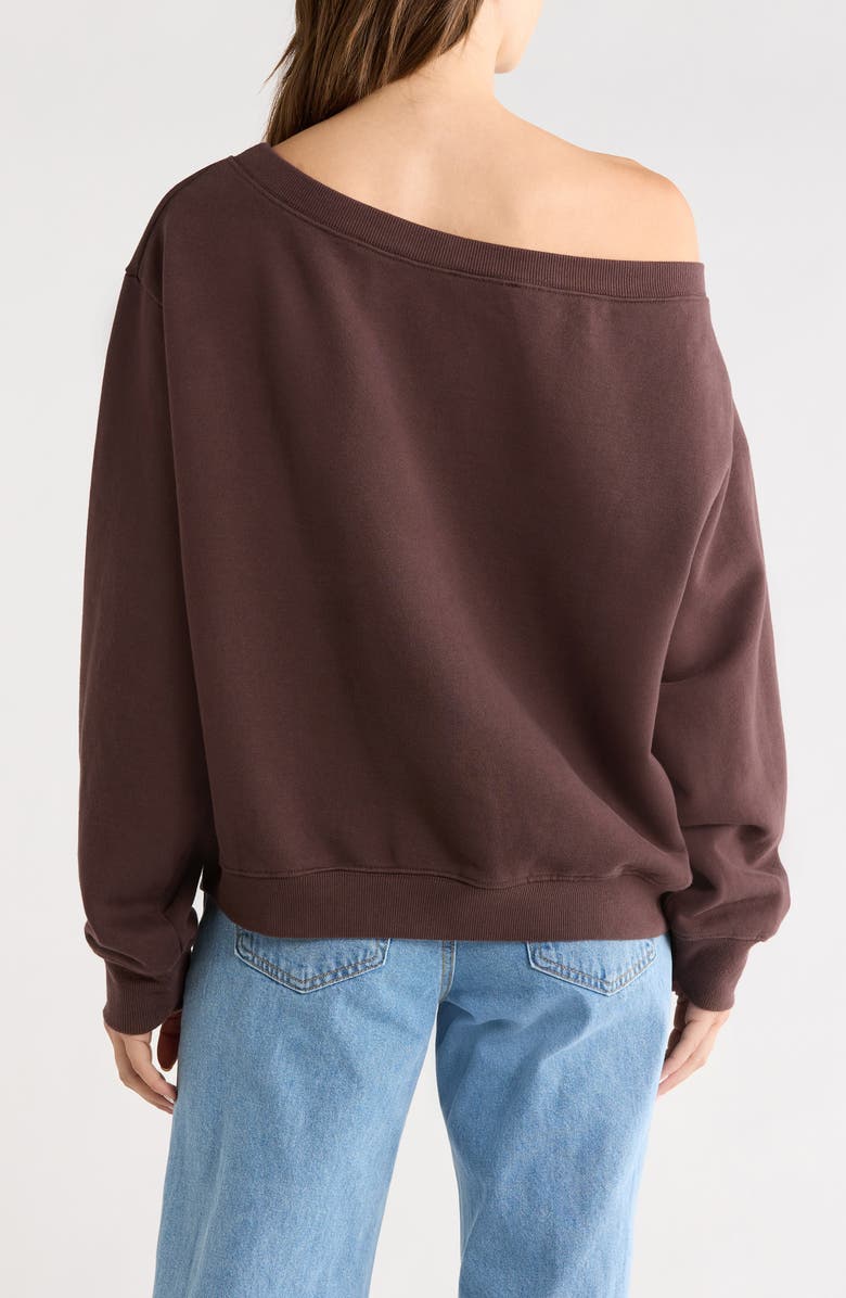 Princess Polly Wellness One-Shoulder Sweatshirt, Alternate, color, Washed Brown