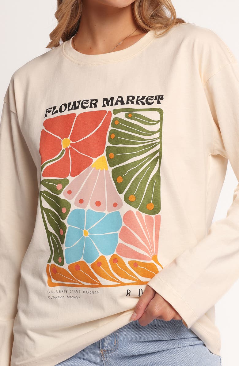 Petal & Pup Flower Market Long Sleeve Graphic T-Shirt, Alternate, color, Cream