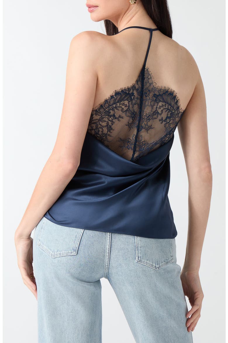 Atena Lace Trim Satin Top, Alternate, color, A71W-TURQU