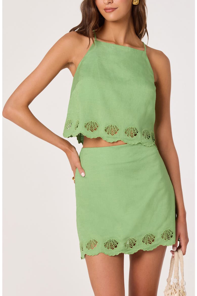 Taniya Embroidered Eyelet Skirt, Alternate, color, GREEN