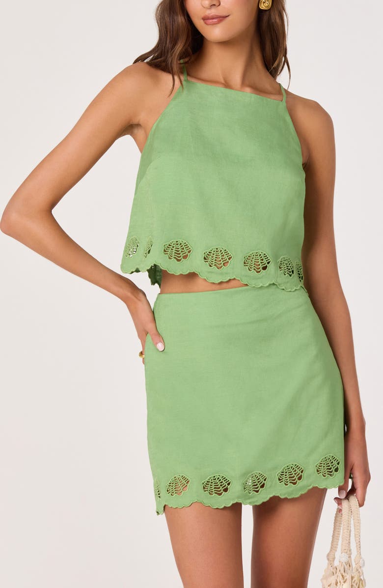 ASTR the Label Taniya Embroidered Eyelet Skirt, Alternate, color, Green