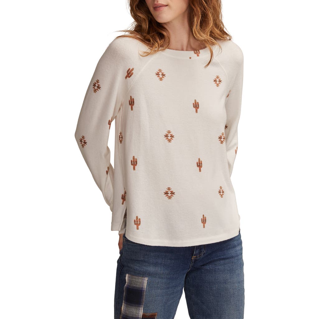 Lucky Brand Cloud Raglan Sleeve Knit Top In White