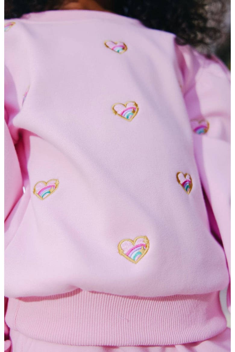 Embroidered Heart All Over Set, Alternate, color, Pink