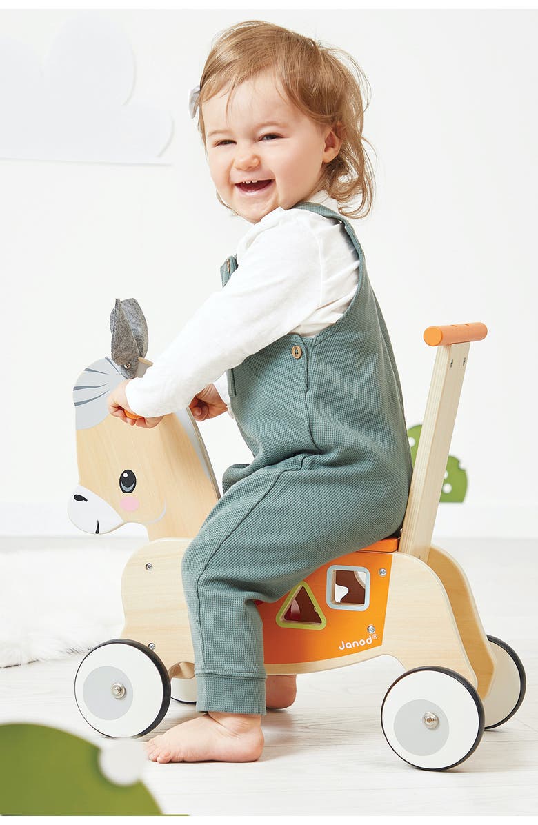Janod Farm Ride-On Donkey, Alternate, color, Brown