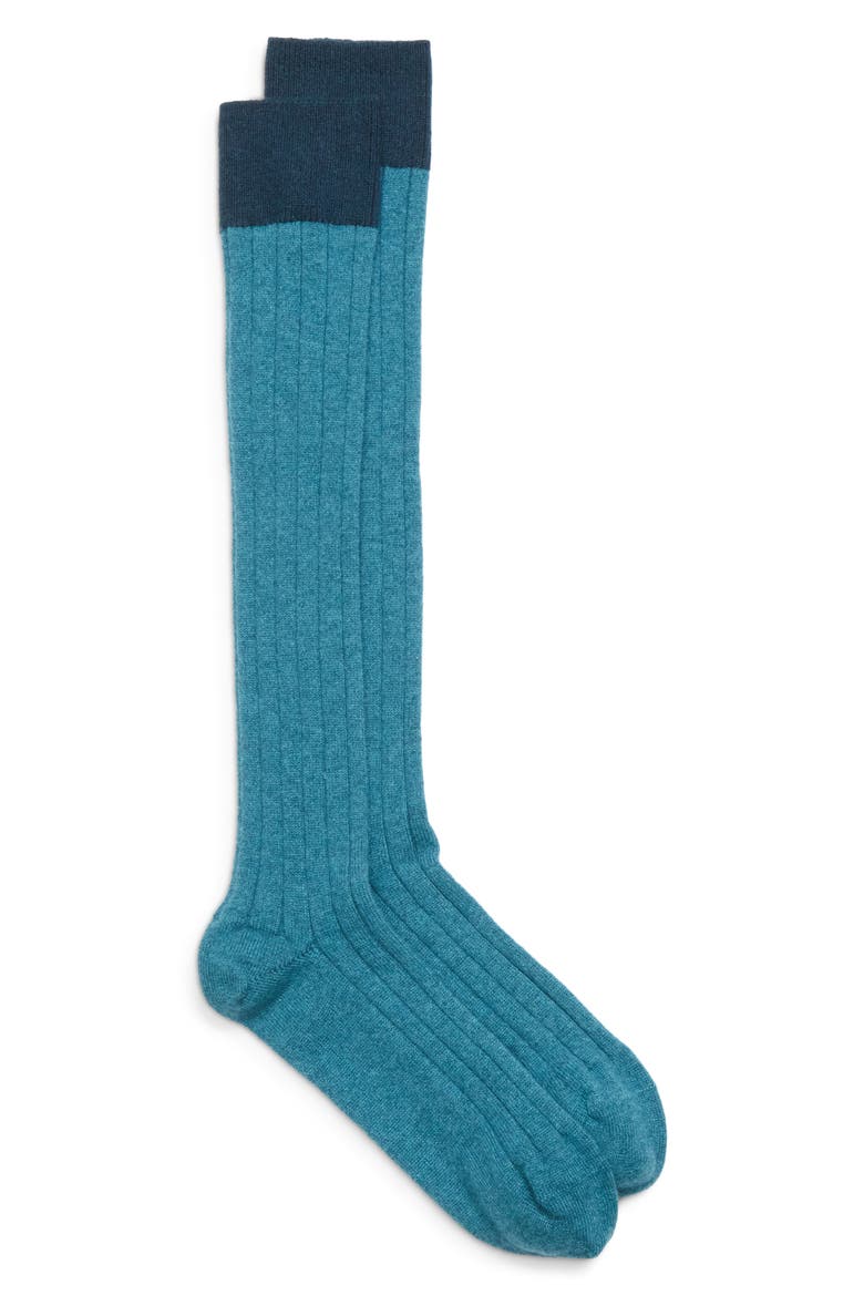 Ainsley Cashmere Blend Knee Socks, Main, color, GRN NVU GN Q26243